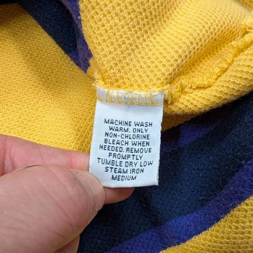 VTG Polo Ralph Lauren Shirt Mens XXL Yellow Stripe Polo Textured Pique Preppy